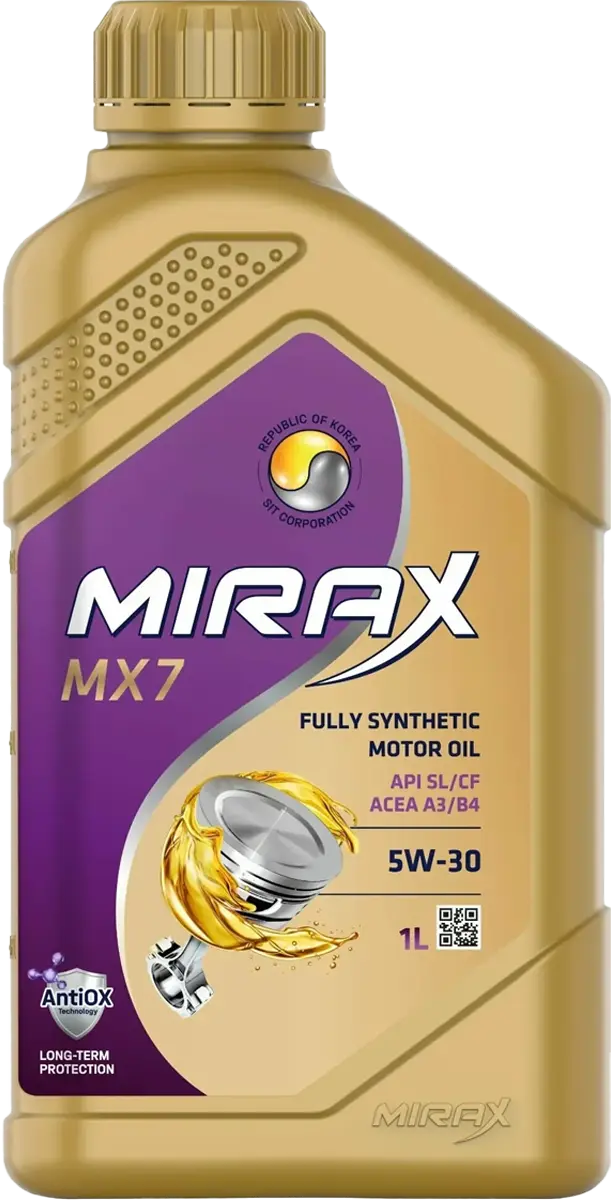 Масло моторное синтетическое MIRAX MX7 5W-30 SL/CF A3/B4 1л