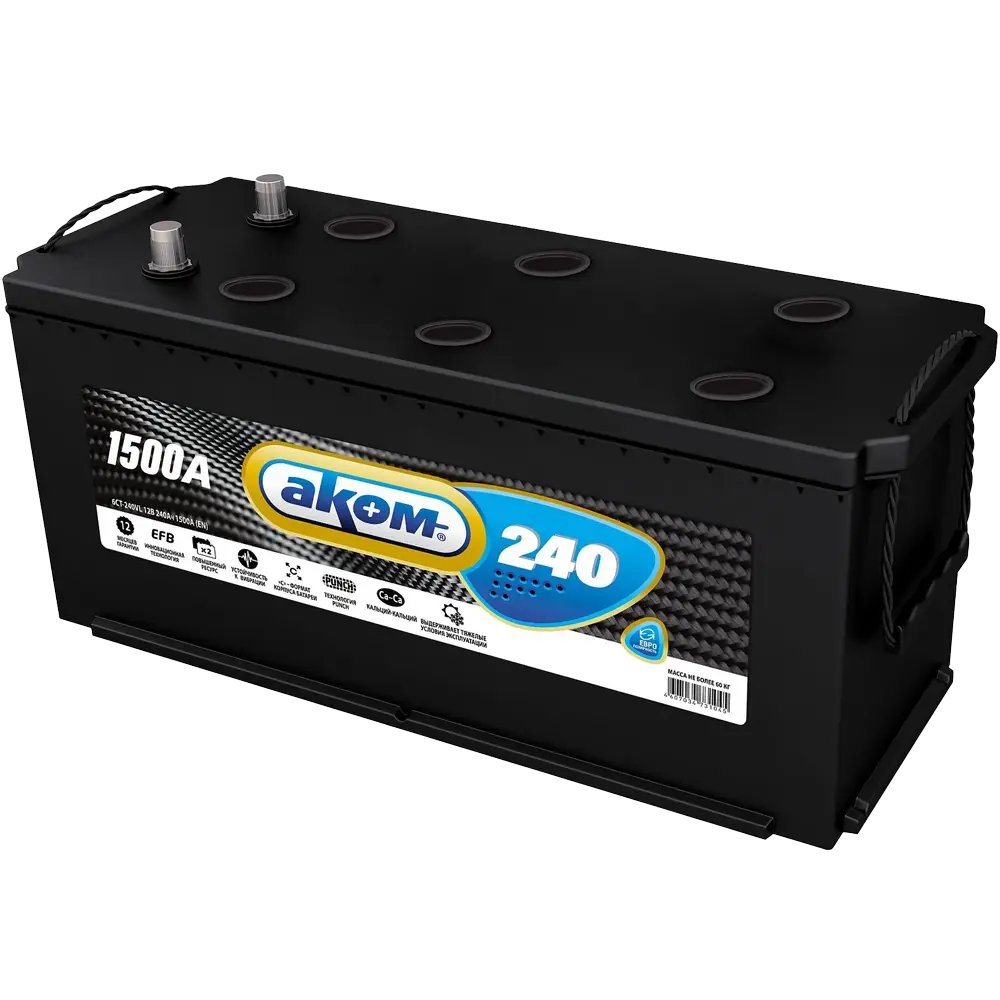 Аком 240 А/ч о.п. (+;-) 1500А 12V EFB