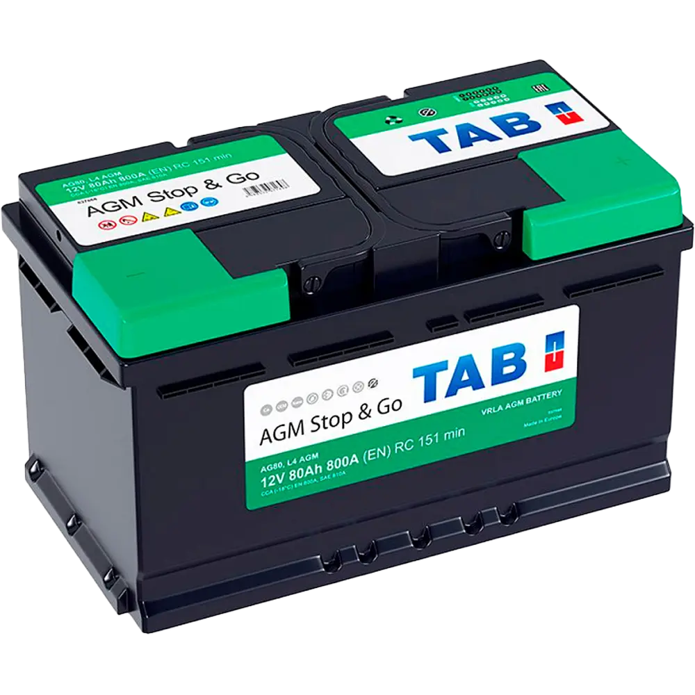 Tab 80 А/ч о.п. 800А 12V AGM Stop&Go