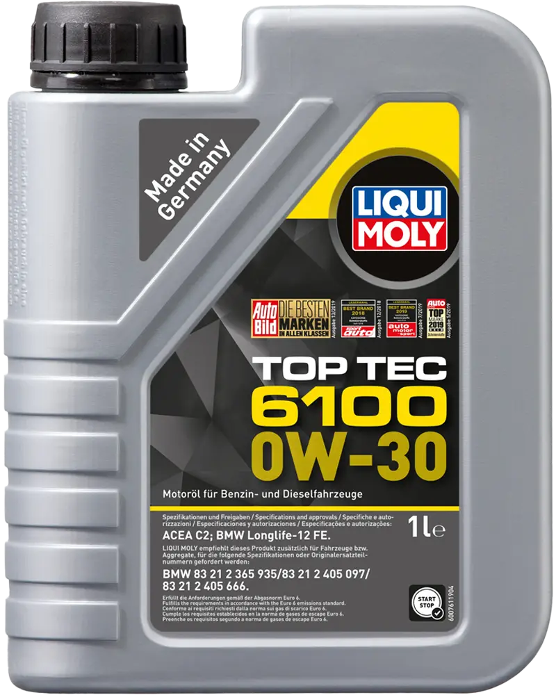 Масло моторное Liqui Moly Top Tec 6100 0W-30 1L ACEA C2 BMW Longlife-12 FE