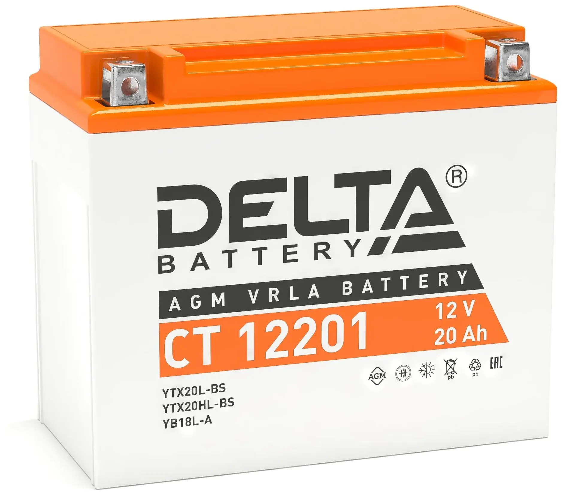 Delta 20 А/ч о.п. 260А 12V CT1220.1 AGM VRLA (YT19ВL-BS)
