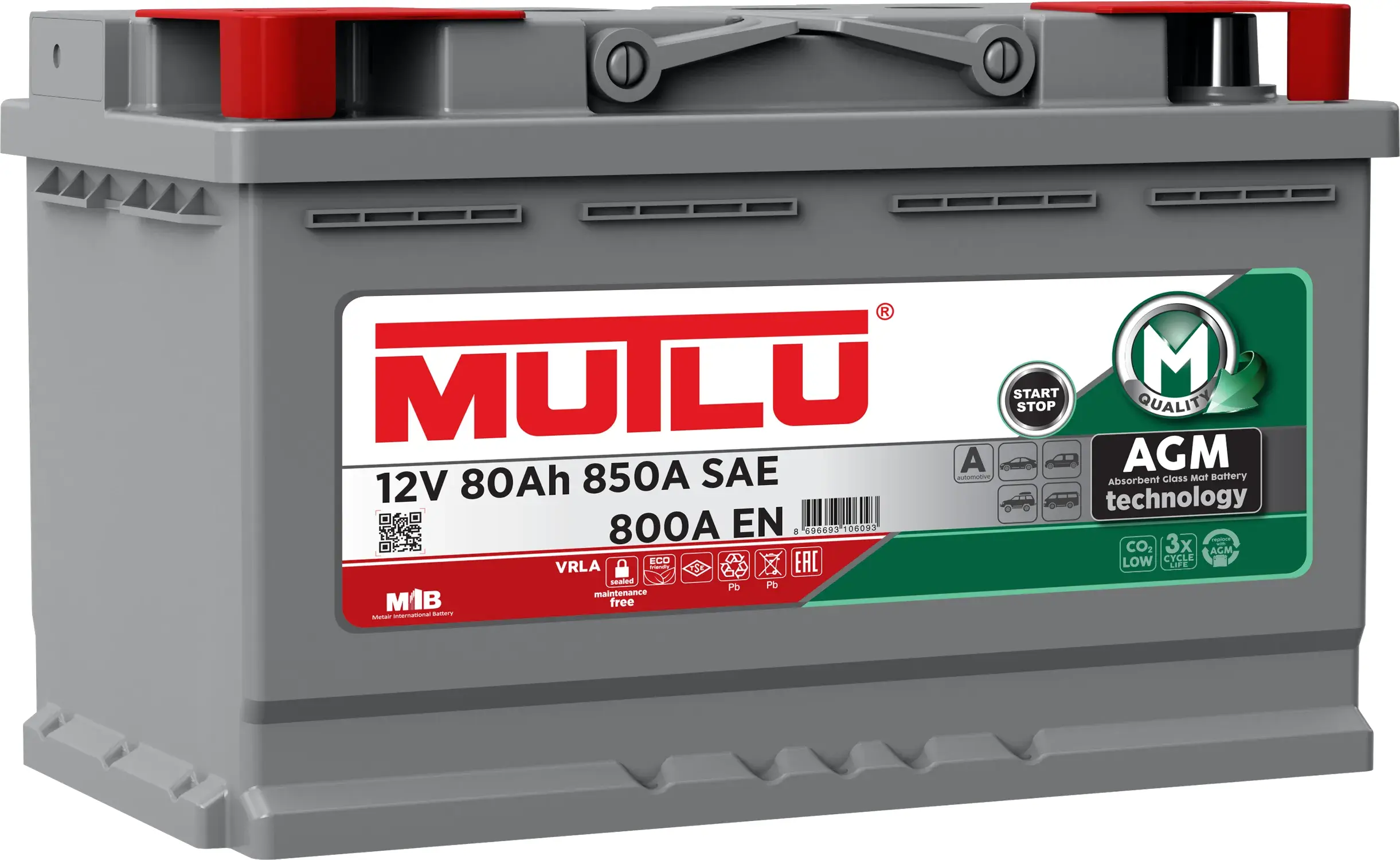 Mutlu 80 А/ч о.п. 800А 12V AGM