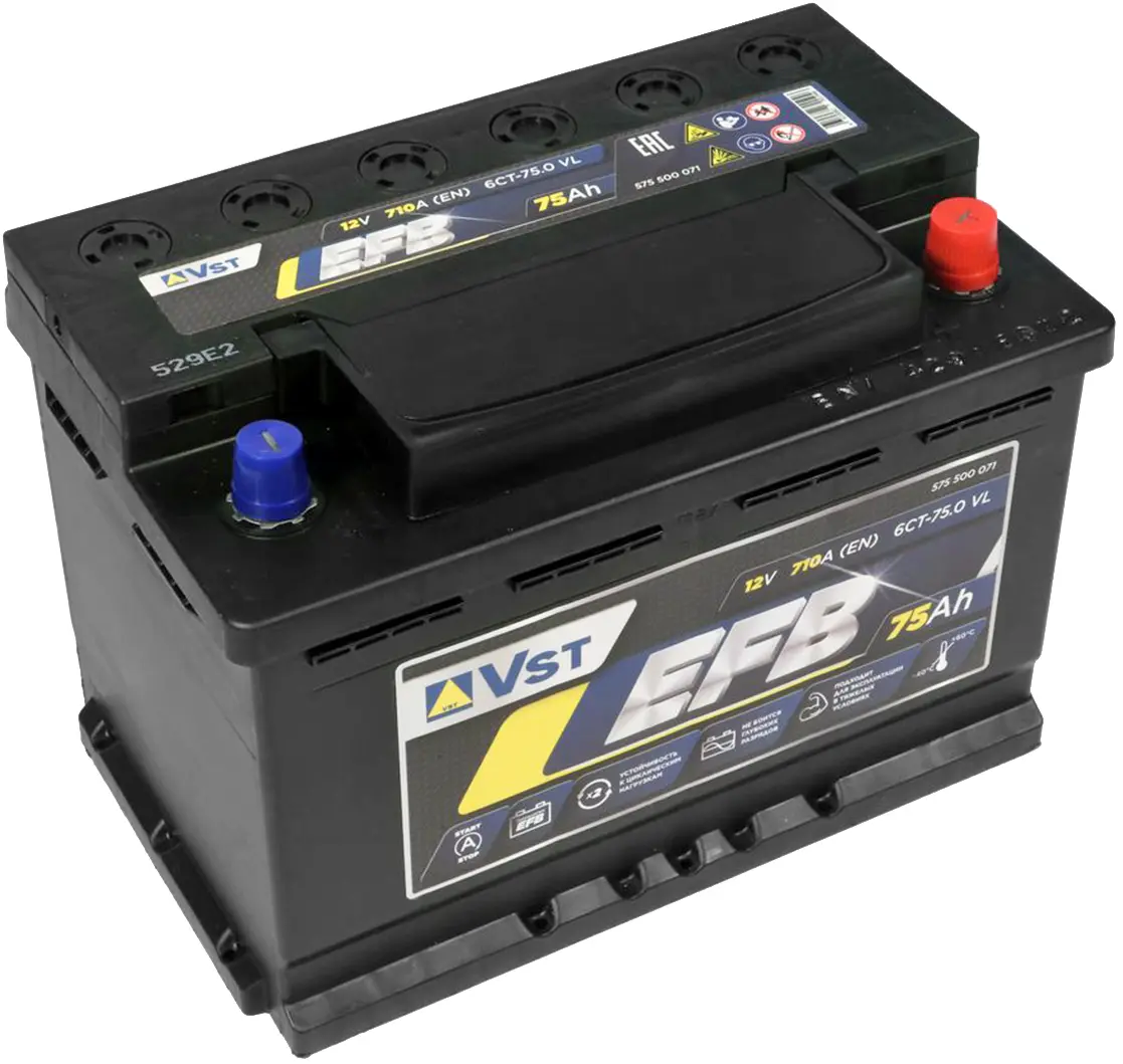 VST 75 А/ч о.п. 710А 12V Standart EFB (575 500)