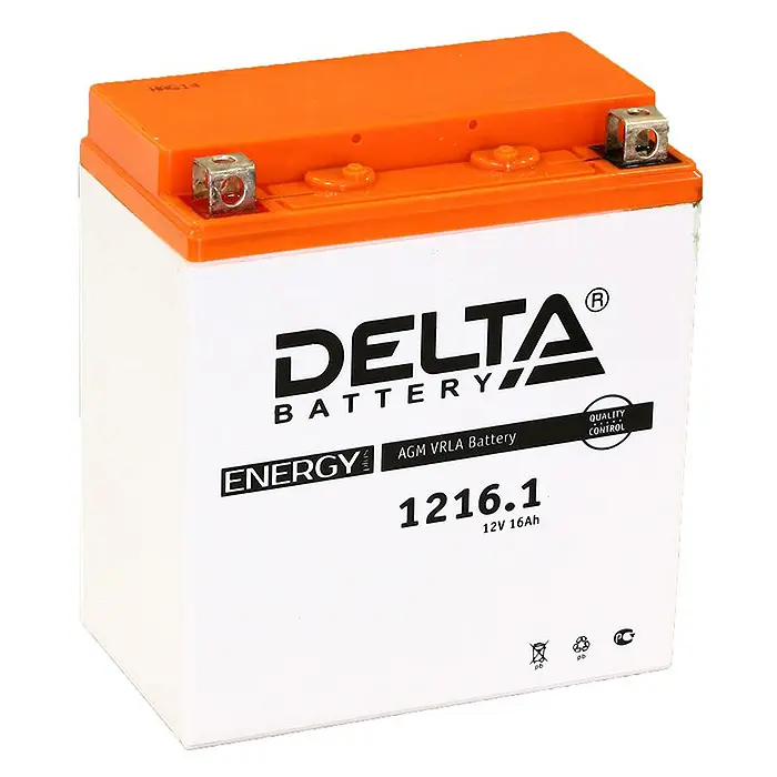 Delta 16 А/ч п.п. 160А 12V CT1216.1 AGM VRLA (YTX16-BS)
