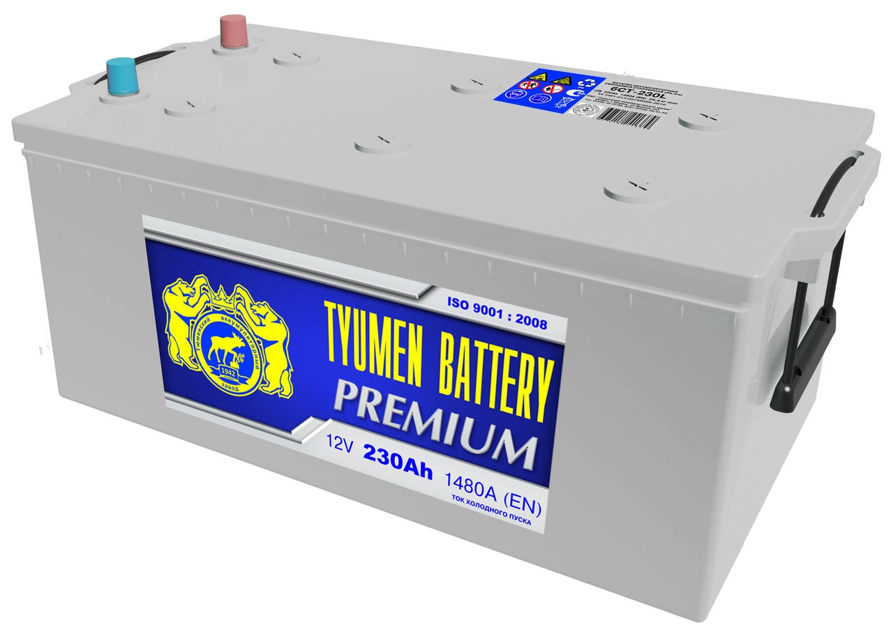 Тюмень 230 А/ч о.п. (+;-) 1480А 12V Premium
