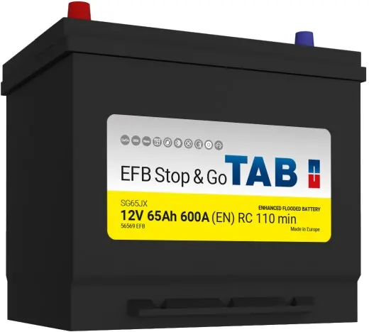 Tab 65 А/ч о.п. 600А 12V EFB Stop&Go Asia