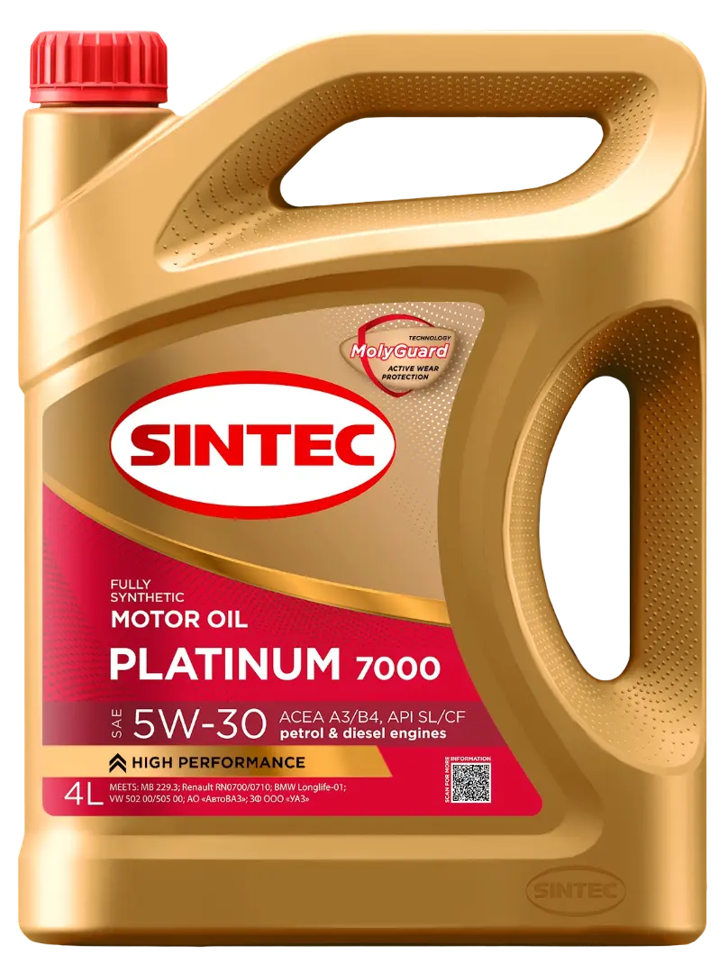 Масло моторное Sintec Platinum 7000 5W-30 API SL/CF ACEA A3/B4 4л